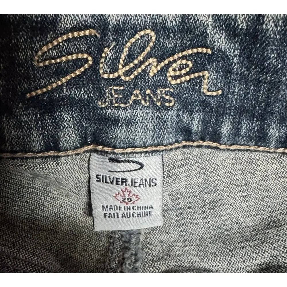 Y2K Silver Jeans Womens Size 29 Low Rise Dark Wash Bootcut Flare Denim Stretch - Picture 9 of 12